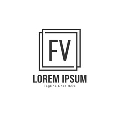 Initial FV logo template with modern frame. Minimalist FV letter logo vector illustration