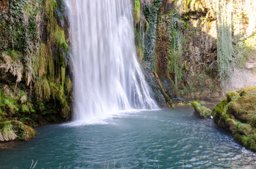 Fototapeta na wymiar Waterfall at Monasterio de Piedra Natural Park, Zaragoza province, Spain