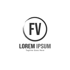 Initial FV logo template with modern frame. Minimalist FV letter logo vector illustration