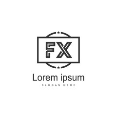 Initial FX logo template with modern frame. Minimalist FX letter logo vector illustration
