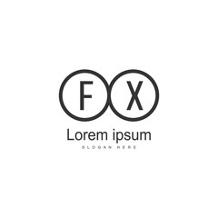 Initial FX logo template with modern frame. Minimalist FX letter logo vector illustration