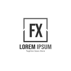 Initial FX logo template with modern frame. Minimalist FX letter logo vector illustration