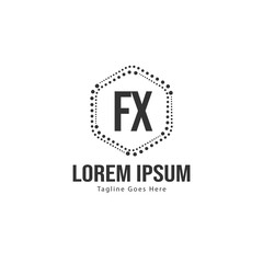 Initial FX logo template with modern frame. Minimalist FX letter logo vector illustration