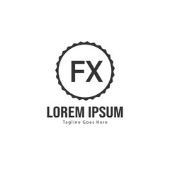 Initial FX logo template with modern frame. Minimalist FX letter logo vector illustration