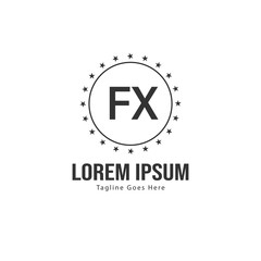 Initial FX logo template with modern frame. Minimalist FX letter logo vector illustration