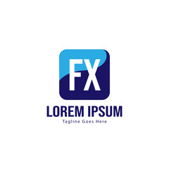 Initial FX logo template with modern frame. Minimalist FX letter logo vector illustration