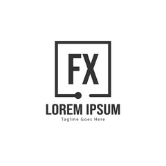 Initial FX logo template with modern frame. Minimalist FX letter logo vector illustration