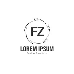 Initial FZ logo template with modern frame. Minimalist FZ letter logo vector illustration