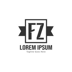 Initial FZ logo template with modern frame. Minimalist FZ letter logo vector illustration