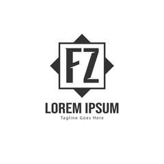 Initial FZ logo template with modern frame. Minimalist FZ letter logo vector illustration