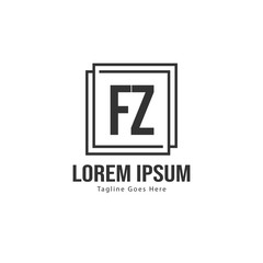 Initial FZ logo template with modern frame. Minimalist FZ letter logo vector illustration