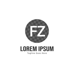 Initial FZ logo template with modern frame. Minimalist FZ letter logo vector illustration