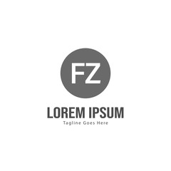 Initial FZ logo template with modern frame. Minimalist FZ letter logo vector illustration