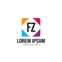 Initial FZ logo template with modern frame. Minimalist FZ letter logo vector illustration