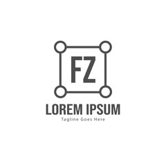 Initial FZ logo template with modern frame. Minimalist FZ letter logo vector illustration