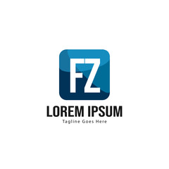 Initial FZ logo template with modern frame. Minimalist FZ letter logo vector illustration