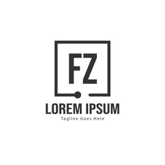 Initial FZ logo template with modern frame. Minimalist FZ letter logo vector illustration
