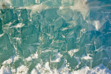 The texture of the ice. The frozen water.Winter background 