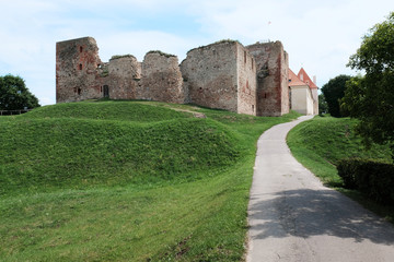 Fototapeta na wymiar Bauska medieval castle in Latvia in summer