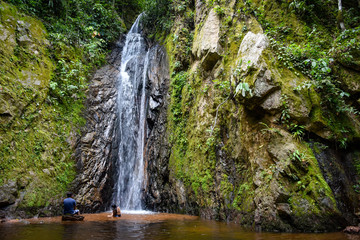 Fototapeta na wymiar Junin, Peru - Jan 1, 2019: Las Reinas waterfall near the town of La Merced