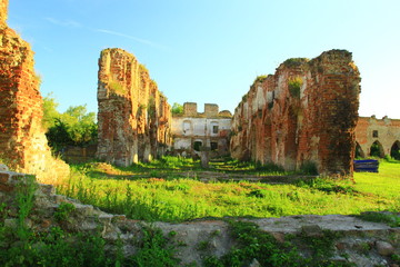 Destroyed knightly fortress of the 12th century in East Prussia. Only the walls remained.