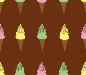 Vector seamless pattern with colorful ice creams.