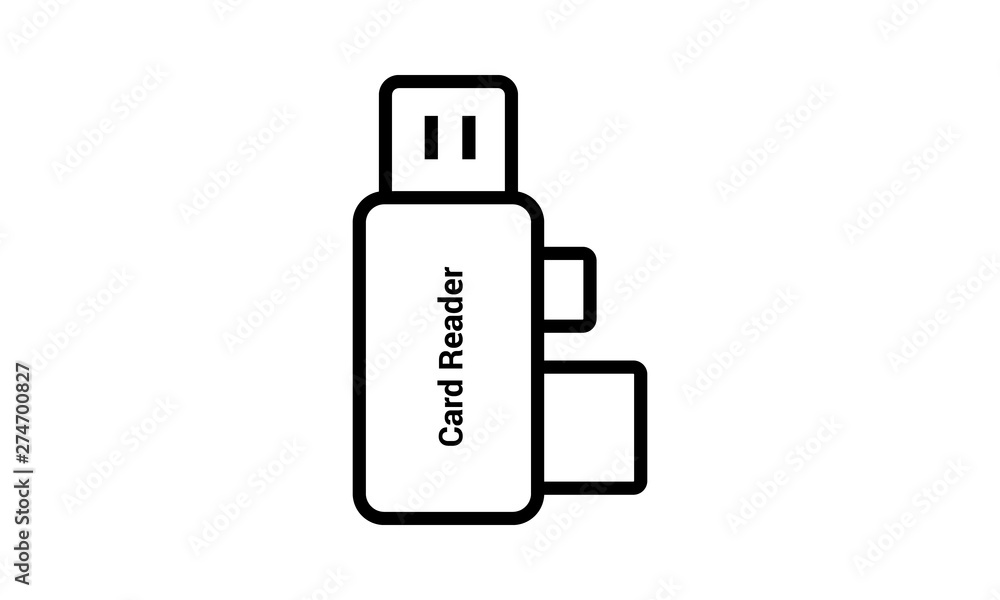 Aufkleber usb card icon in outline style for data storage and transfer