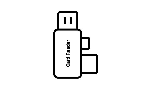 USB card icon in outline style for data storage and transfer