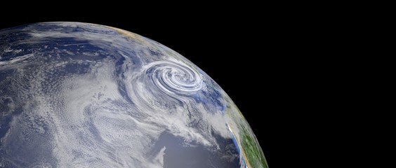 Fototapeta premium Extremely detailed and realistic high resolution 3d illustration of a hurricane approaching central america. Shot from space. Elements of this image are furnished by Nasa.
