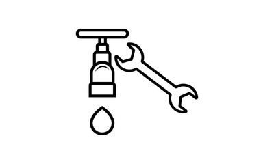 Tap with wrench icon for plumbing and maintenance