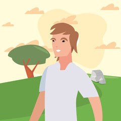 Fototapeta premium man character in the park outdoor