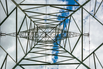 Electrical power Pylon from below 