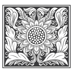 Carved illustration black and white hand drawing vector
