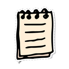 notepad vector sticker isolated on white background