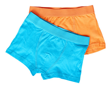 Bright boxer underwear, cotton pants. Isolated background