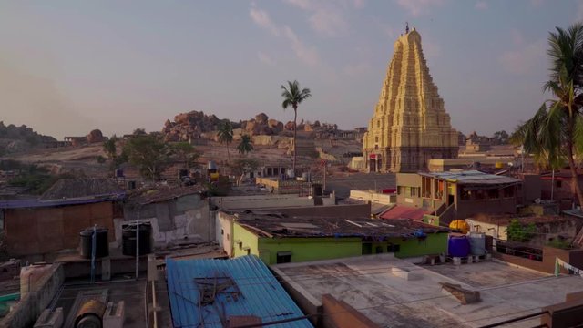 Hampi Karnataka India march 28 2019: Architectural buildings in Karnataka. Protected by UNESCO.