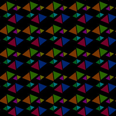 Fototapeta premium Colored triangles on a black background, seamless pattern, vector