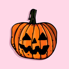 vector pumpkin icon on color background