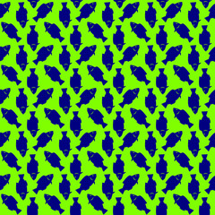 Blue fish on green background, seamless pattern, vector