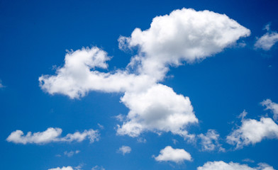 Naklejka na ściany i meble landscape blue sky. The clouds are shaped like a flying dragon. sky and the clouds.