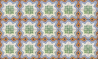 Seamless Portugal or Spain Azulejo Wall Tile Background. High Resolution.