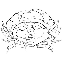 Crab one line drawing. Zodiac sign continuous line Animal Vector Art