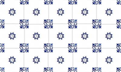 Seamless Portugal or Spain Azulejo Wall Tile Background. High Resolution.