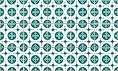 Seamless Portugal or Spain Azulejo Wall Tile Background. High Resolution.