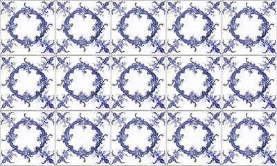 Seamless Portugal or Spain Azulejo Wall Tile Background. High Resolution.