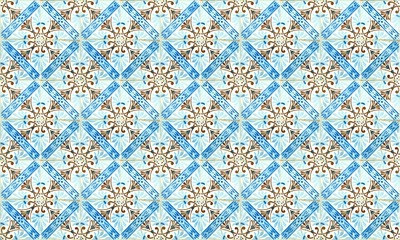 Seamless Portugal or Spain Azulejo Wall Tile Background. High Resolution.