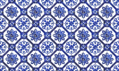 Cercles muraux Portugal carreaux de céramique Seamless Portugal ou Espagne Azulejo Wall Tile Background. Haute résolution.