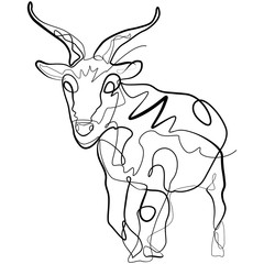 Goat one line drawing. Continuous line Capricorn Animal Vector Art