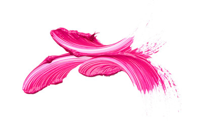 Fototapeta premium Pink strokes and texture mascara or acrylic on a white background