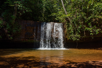 Waterfall in nature with native vegetation refers to healthy life.
